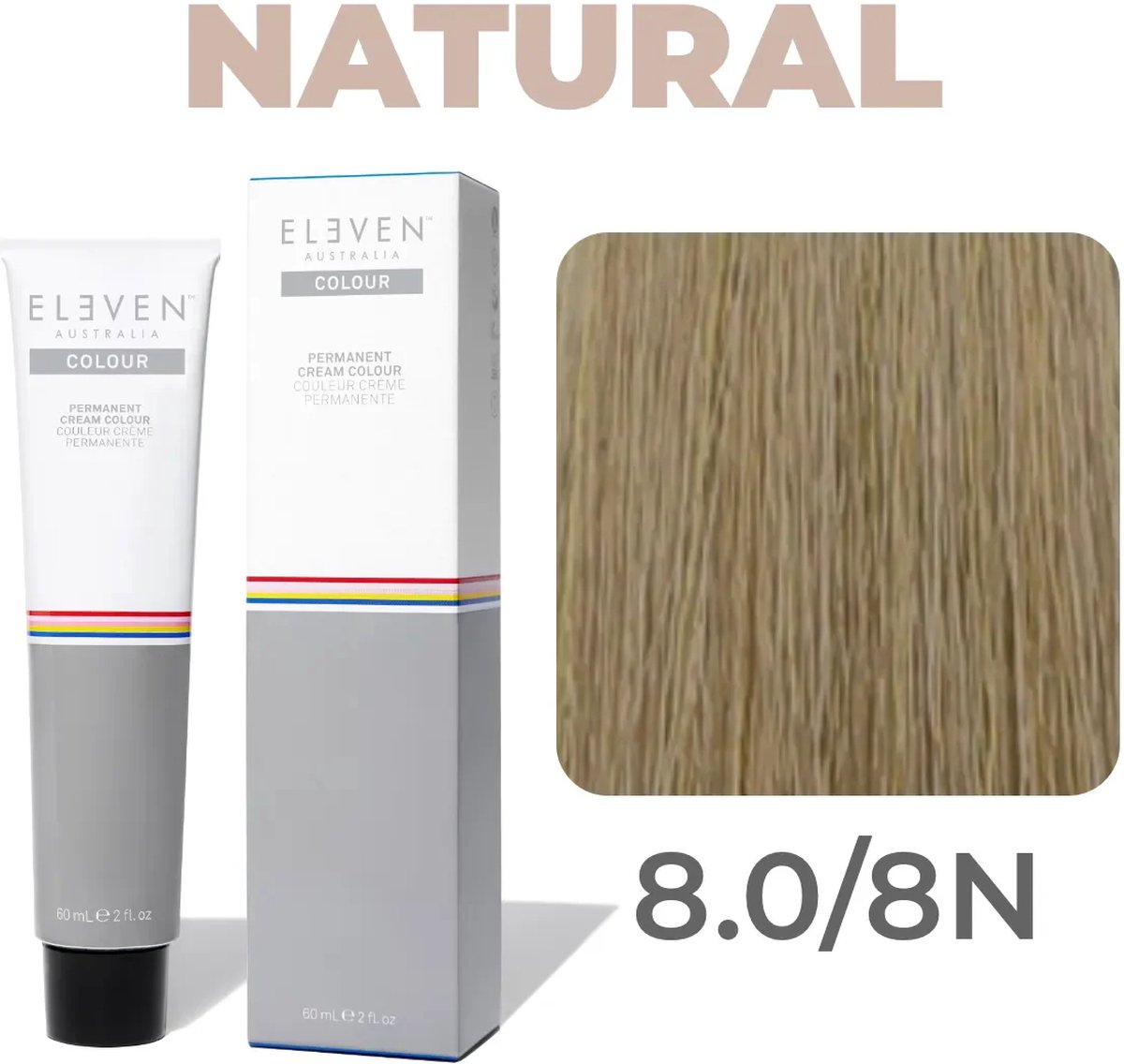 Eleven Colour Permanent Cream Colour 60ml - 8.0 / 8N