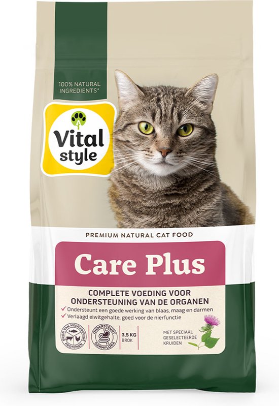 VITALstyle Care Plus - Kattenbrokken - Voor Extra Zorg En Ondersteuning - Met o.a. Berkenblad & Valeriaan - 3,5 kg