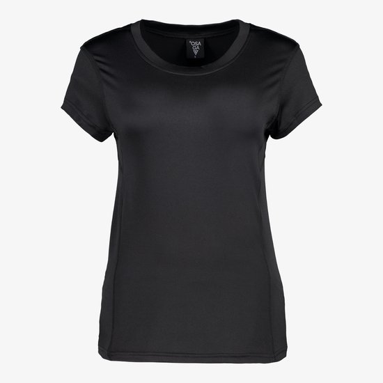Zwart Osaga sport T-shirt met ronde hals en korte mouwen.