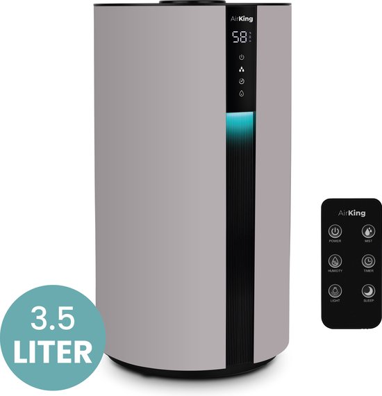 AirKing Luchtbevochtiger - Taupe - Topfill - 3.5 Liter - Hygrometer - Aroma