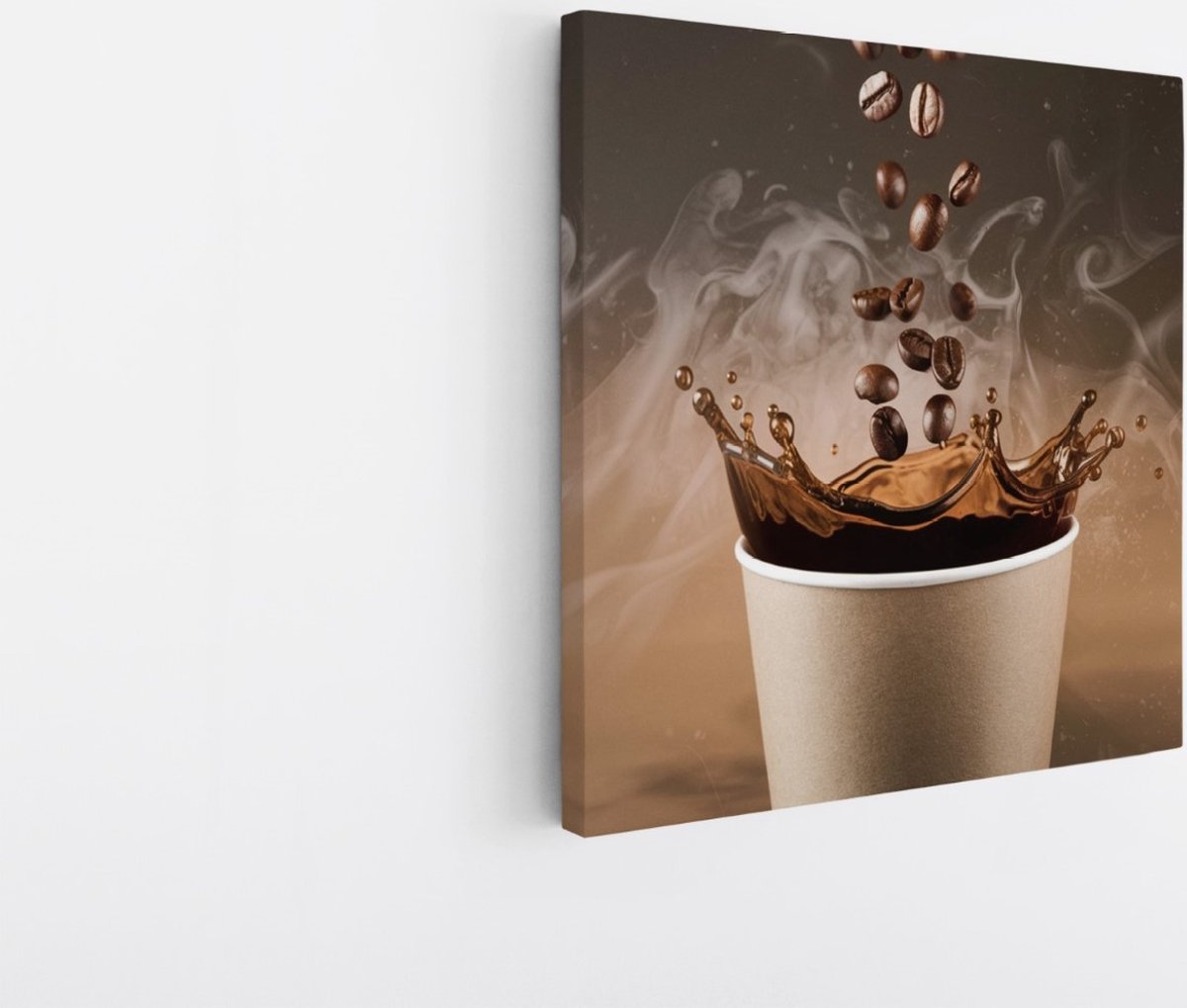 Saammp Canvas Schilderij - Koffie spetters - 30x30 - Foto op canvas - Wanddecoratie - Muurdecoratie keuken - Slaapkamer decoratie - Canvas Print Multicolor