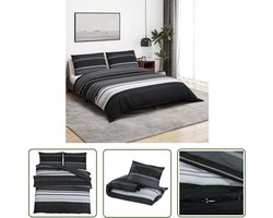 vidaXL Katoen Bedding - Dekbedovertrek - Dekbedovertrekset 240x220 cm katoen zwart en wit - Hoeslaken - Slaapcomfort - Luxe Bedlinnen