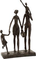 J-Line décoration Famille En Promenade - polyrésine - marron foncé