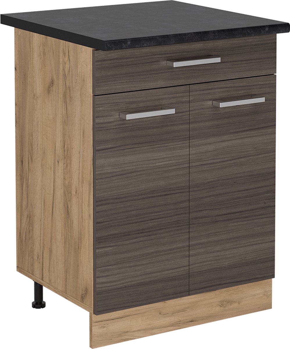 Vicco R-Line Keukenonderkast – 60 cm met lade, WB Antraciet Edel grijs Edel grijs/Goudkleurig Eiken