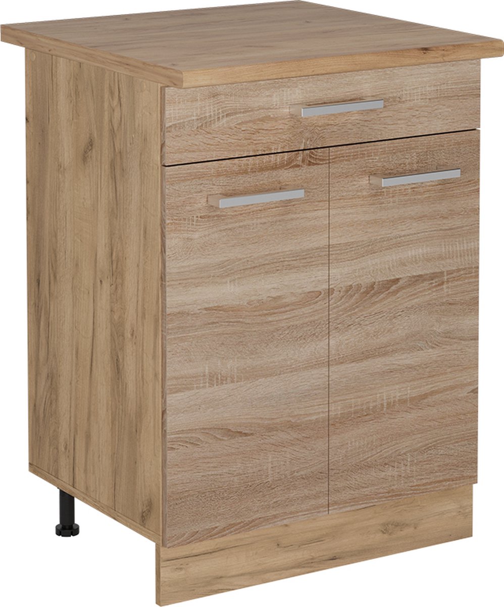 Vicco R-Line Keukenonderkast – 60 cm met lade, WB Eik Sonoma sonoma/goudkleurig eiken