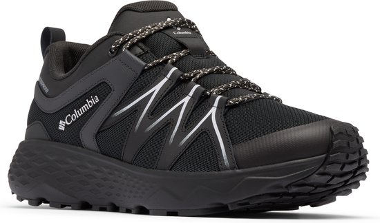 Chaussure de randonnée Columbia noire avec accents gris en zigzag.