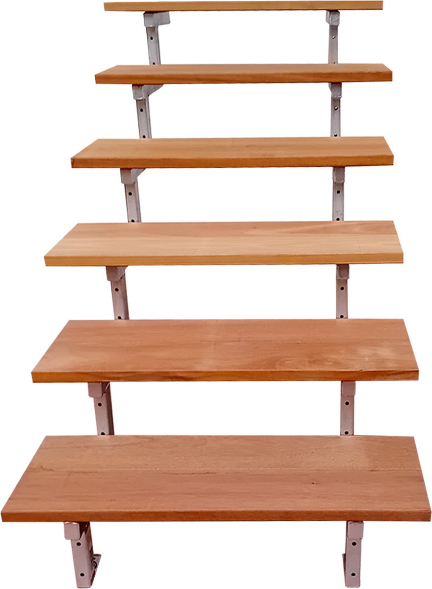 BALI Stalen buitentrap H105cm - 6 treden hardhout breedte 60cm