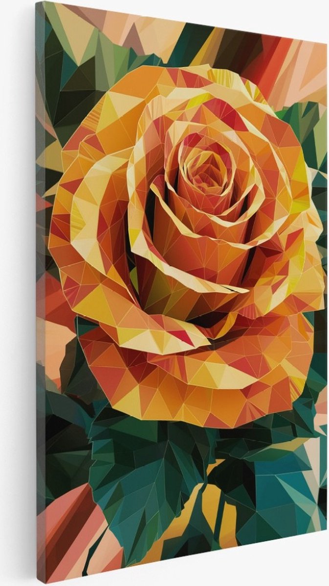 Saammp Canvas Schilderij - Bloemen - Abstracte gele roos - 30x40 - Foto op canvas - Wanddecoratie - Muurdecoratie Woonkamer - Kantoor Decoratie Multicolor