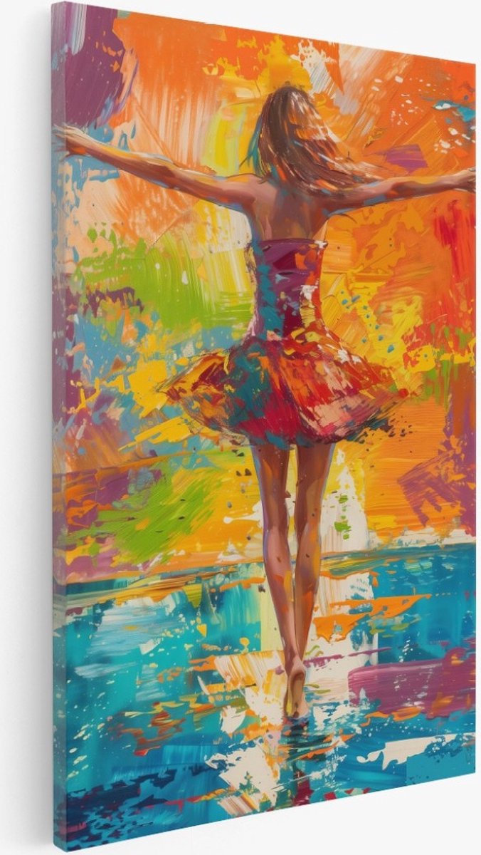 Saammp Canvas Schilderij - Abstract - Danseres - 30x45 - Foto op canvas - Wanddecoratie - Muurdecoratie Woonkamer - Slaapkamer decoratie - Canvas Print Multicolor