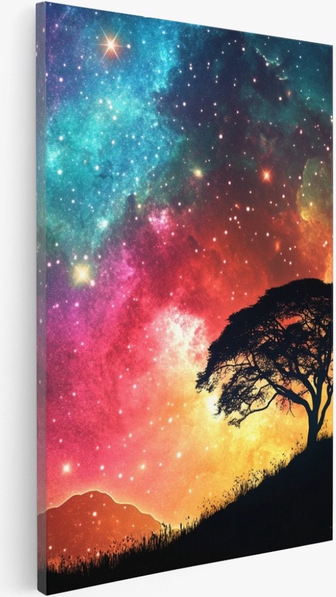 Saammp Canvas Schilderij - Natuur - Eekhoorn op stronk - landschap - 75x100 - Foto op canvas - Wanddecoratie - Muurdecoratie Woonkamer - Slaapkamer decoratie - Canvas Print Multicolor