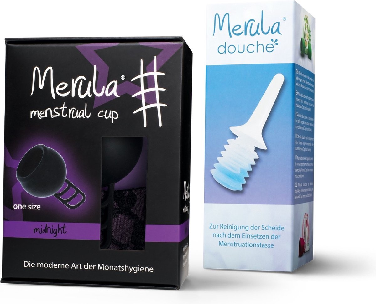 Goedkoopste Merula menstruatie cup incl Merula douche - midnight zwart