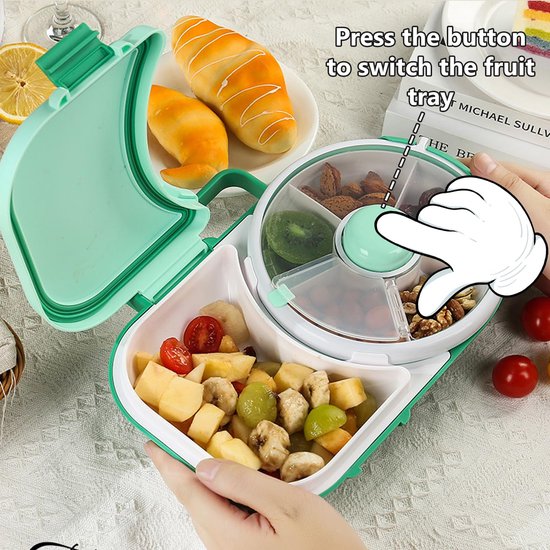 Boîte à collation rotative multifonctionnelle Inovra ® avec séparateur pratique pour les Enfants et les Voyages