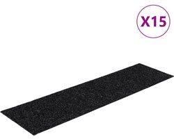 vidaXL 15 st Trapmatten - Zelfklevend - 76x20 cm - Zwart Trapmatten - Antislip - Vloermatten - Trappen Lopen - Veiligheidsmatten