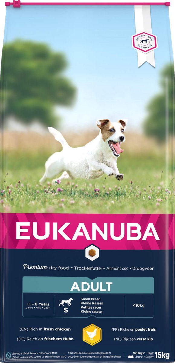 EUKANUBA premium hondenvoer met kip voor kleine rassen - droogvoer voor volwassen honden, 15 kg