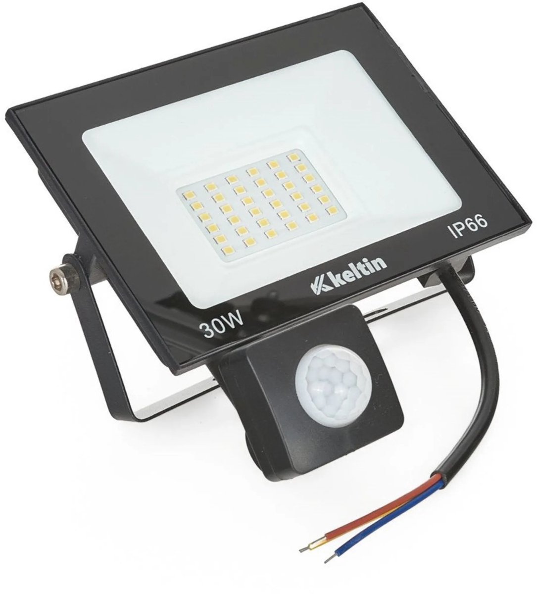 Keltin LED schijnwerper 30W - bewegingssensor - neutraal wit 4500K - IP66 - verstelbaar frame Zwart