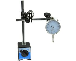 GEKO Magnetische basis met precisie-indicator - 0-10 mm - Nauwkeurigheid 0,01 mm - Met ON/OFF schakelaar