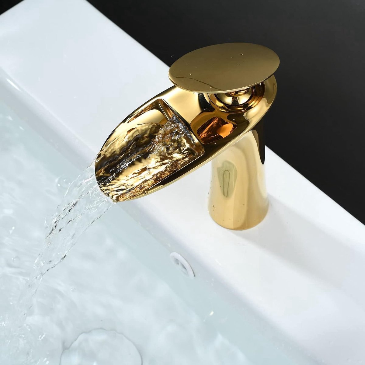 Gouden waterkraan badkamer wastafel kraan waterval badkranen mengkraan wastafel armaturen voor badkamer van messing (gepolijst goud)
