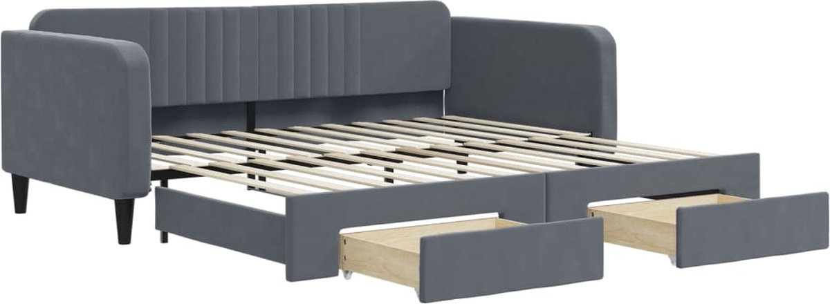 vidaXL Slaapbank - 100x200 - cm - fluweel - donkergrijs