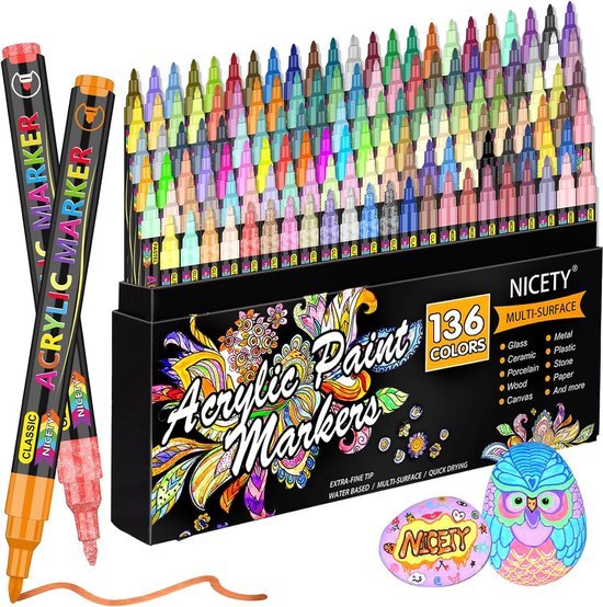 Acrylstiften, markeerstiften, waterbestendig, 12 stuks, 2 mm acrylstiftenset voor stenen, hout, canvas, glas, papier, leer, keramiek, tekening, kunstenaarsstiften, huidtint pennen