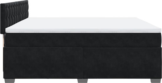 vidaXL - Sommier tapissier - avec - matelas - velours - noir - 200x200 - cm