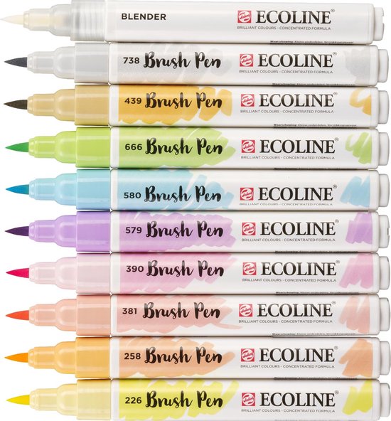 Ecoline Brush Pen set Pastel | 10 kleuren