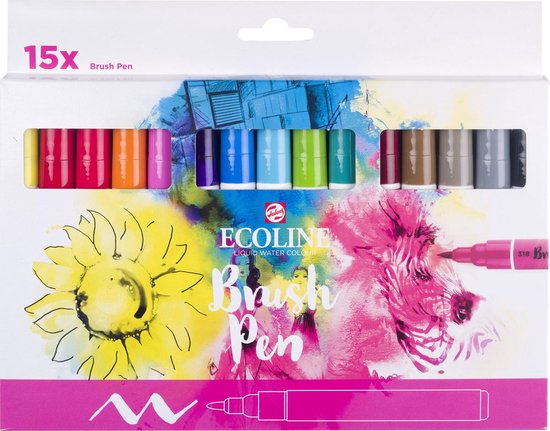 Ecoline Brushpen Set - 9 Pastellfarben + 1 Mischstift