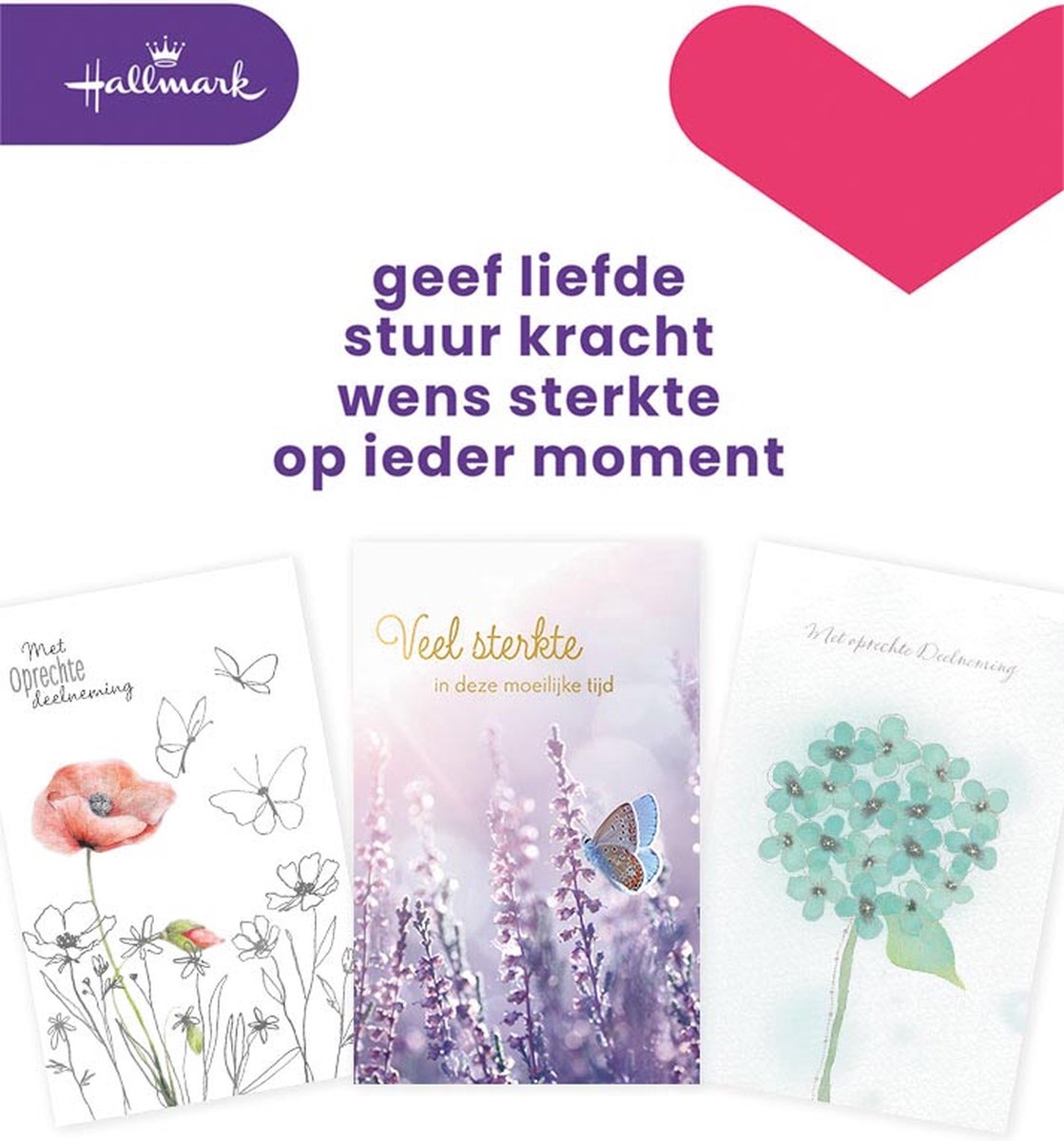 Hallmark navulset wenskaarten, deelneming, pak van 10 stuks