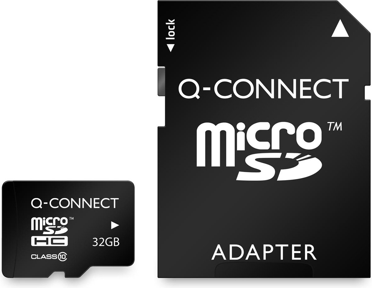 Q-CONNECT microSD geheugenkaart, met SD-adaptor, 32 GB