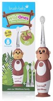 Brosse - Bébé | Brosse à dents électrique rechargeable pour enfants | Les sauvages | Mya le singe | 0 - 10 ans | 3 têtes de brosse | 2 modes de brossage | Minuterie et Pulse | Lumière disco | Base à ventouse |