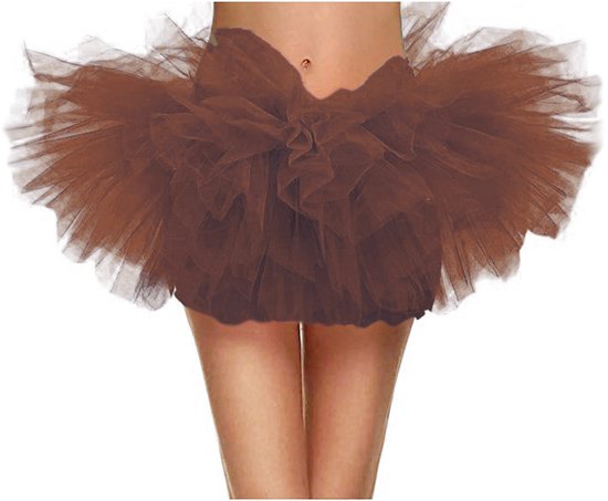 KIMU Korte Tutu Bruin Tule Rokje - Maat 116 122 128 134 140 146 152 - Bruine Petticoat Rok Meisje - Ballet Tulerokje Turnpakje Hert Aap Beer Halloween