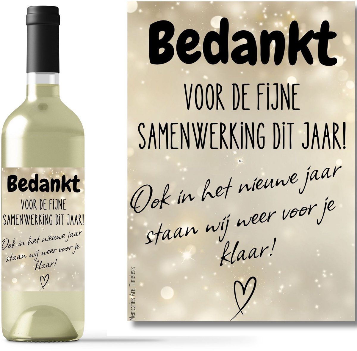 Wijnetiket Bedankt voor de Fijne Samenwerking | Bedankje voor Klanten of Zakelijke Relaties | Wijnlabel Sticker