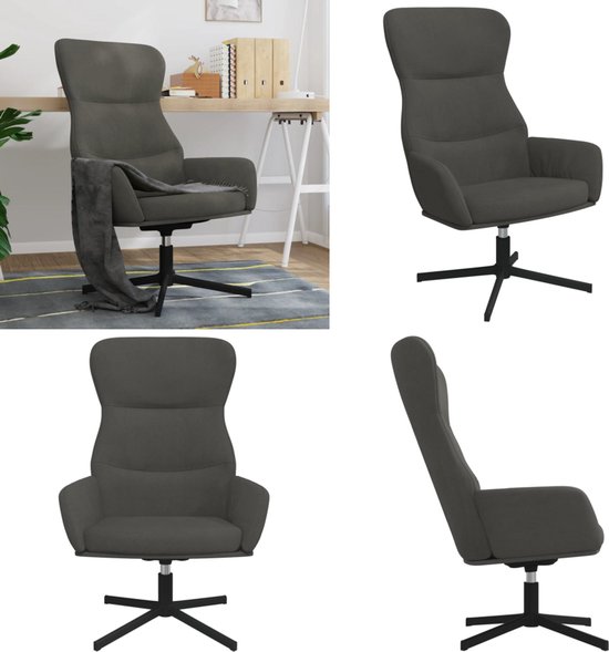 vidaXL Relaxstoel fluweel donkergrijs, fauteuil, relaxfauteuil, relaxzitting, fauteuils, relaxfauteuils, relaxzittingen, zijstoel, zijstoelen