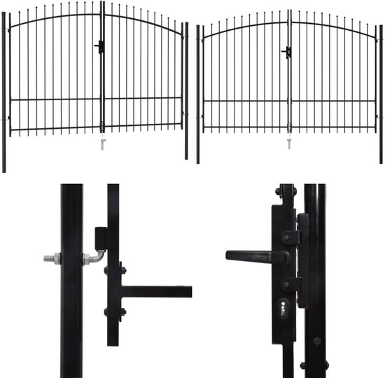 vidaXL Poort met puntige bovenkant enkel 1x1,2 m staal zwart