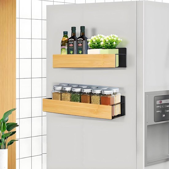 Magnetisch Kruidenrek 2 Stuks Magnetische Koelkast Organisator Magnetische Keukenhouder Zelfklevend voor Het Vasthouden van Specerijen, Potten, Flessen, Keukengerei, Drank (#1