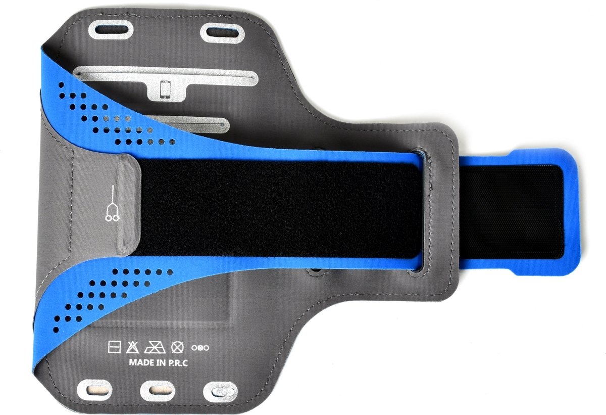 Mobigear Telefoonhoesje geschikt voor Telefoonhouder Hardlopen Apple iPhone 16e Sport Hoesje Neopreen | Mobigear Easy Fit Sportarmband - Blauw