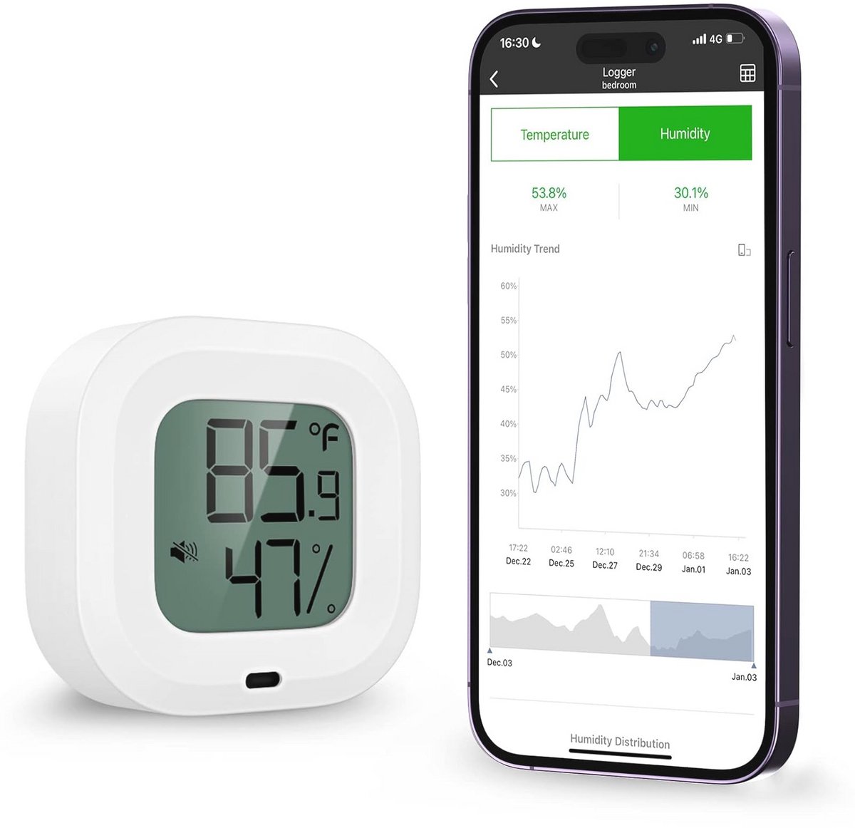 Draadloze Bluetooth Temperatuur en Vochtigheidssensor met LCD Scherm voor Thuis