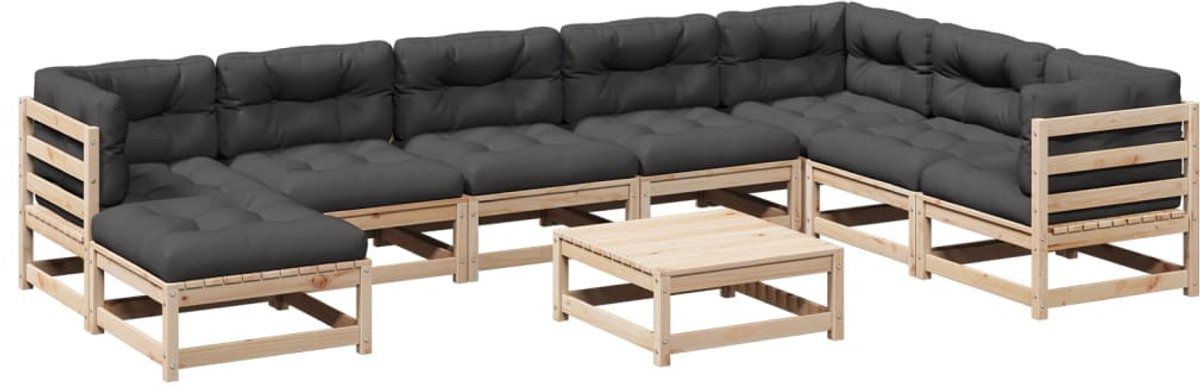 Massief grenenhouten loungeset met kussens voor tuin - The Living Store.
