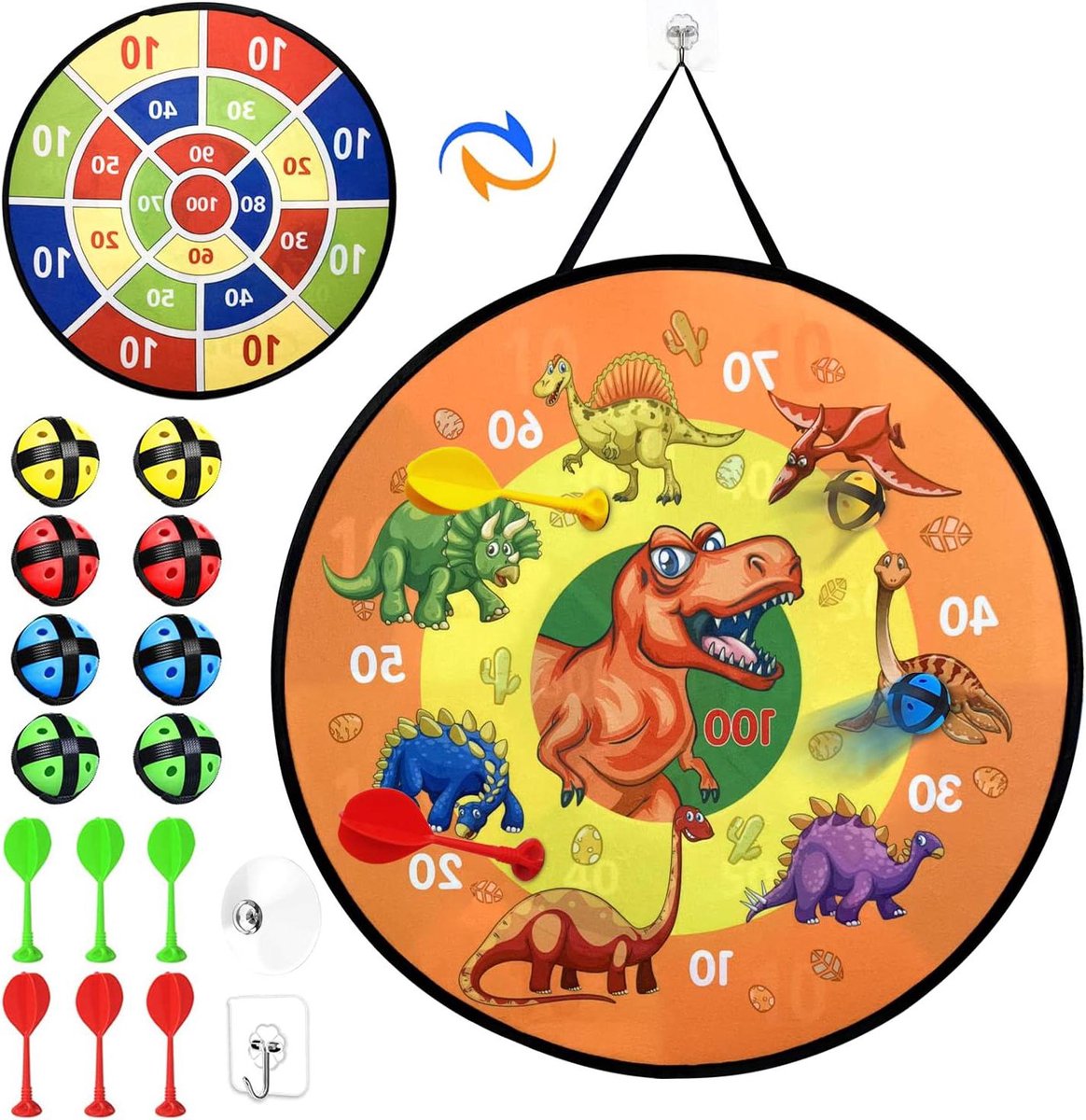 Opvouwbaar Dartbord voor Kinderen - Dinosaurus Motieven, Veilig Speelgoed voor Buiten en Binnen
