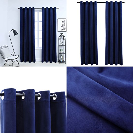 vidaXL Gordijnen met ringen - Verduisterend - Zwart Fluweel - 140x240 cm - 2 St. | Leen Bakker
