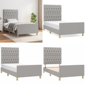 vidaXL Cadre de lit avec tête de lit Tissu Gris clair 100x200 cm - Cadre de lit avec tête de lit - Encadrements de lit avec têtes de lit - Lit - Meubles de couchage