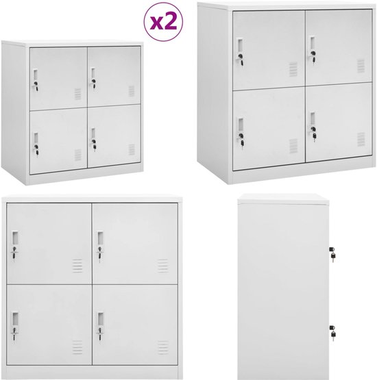 vidaXL Armoires à casiers 2 pcs 90x45x92-5 cm Acier Gris clair - Armoire de casier - Armoires à casiers - Armoire de casier - Armoires de Armoires