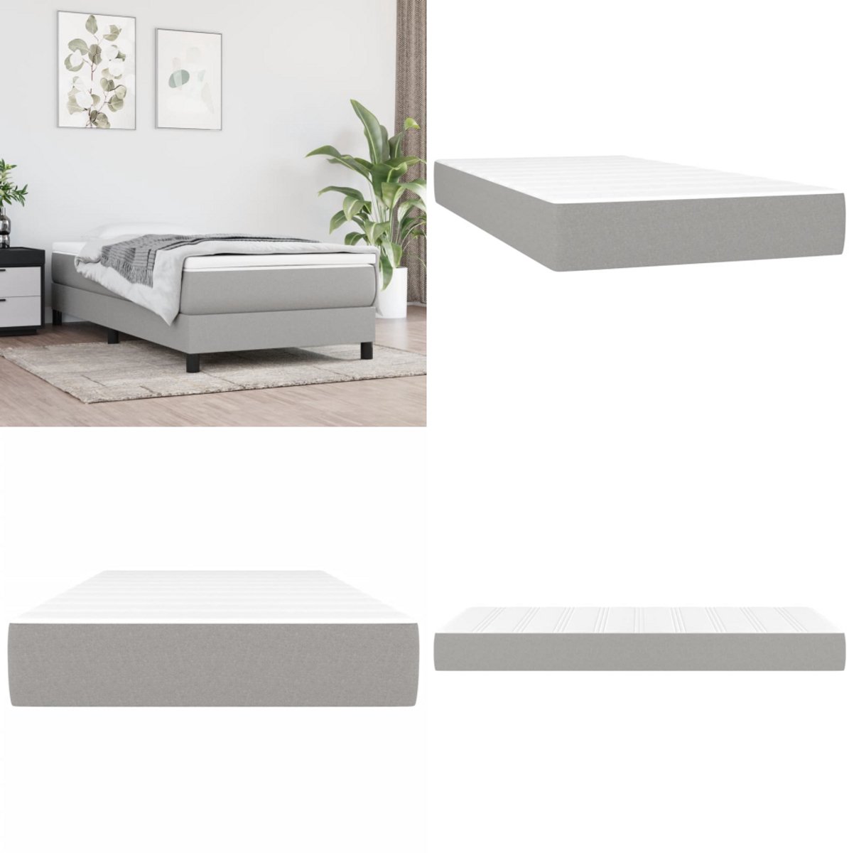 vidaXL Pocketveringmatras 90x200x20 cm stof lichtgrijs - Pocketveringmatras - Pocketveringmatrassen - Matras - Pocketvering Matras