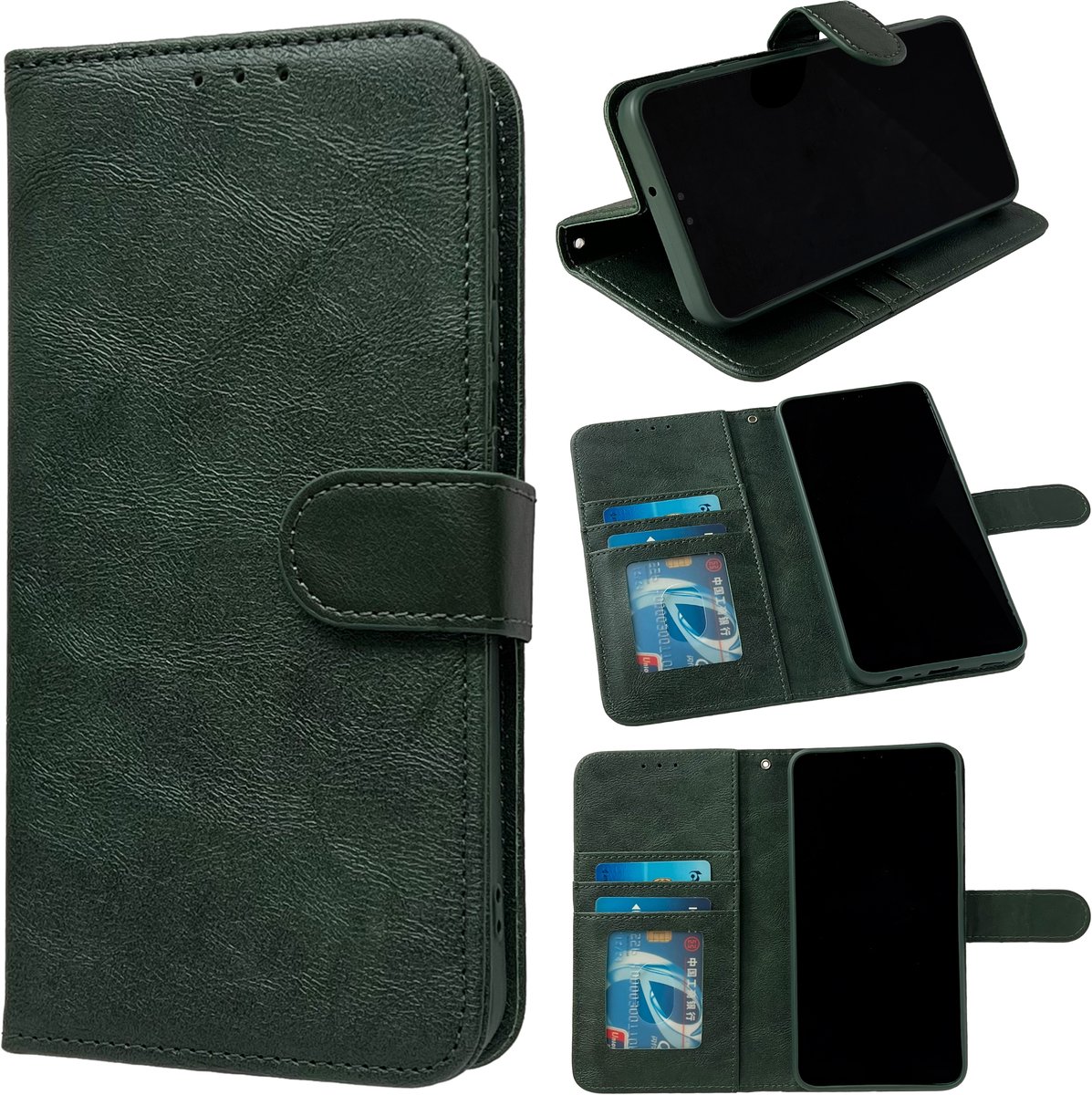 Casemania Hoesje Geschikt voor Apple iPhone 16e - Groen - Luxe Portemonnee Book Case