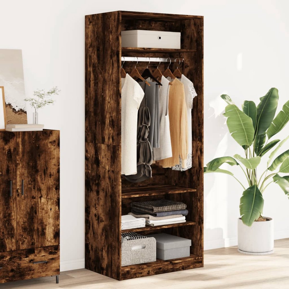 VidaXL Garde-robe chêne fumé 48x41x102 cm bois d'ingénierie, armoire de rangement, organisateur de garde-robe, armoire, 840832 - Maison