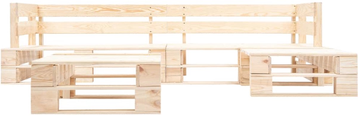 Tuinset van pallet hout in naturel, 4-delige Loungeset - Buitendecoratie.
