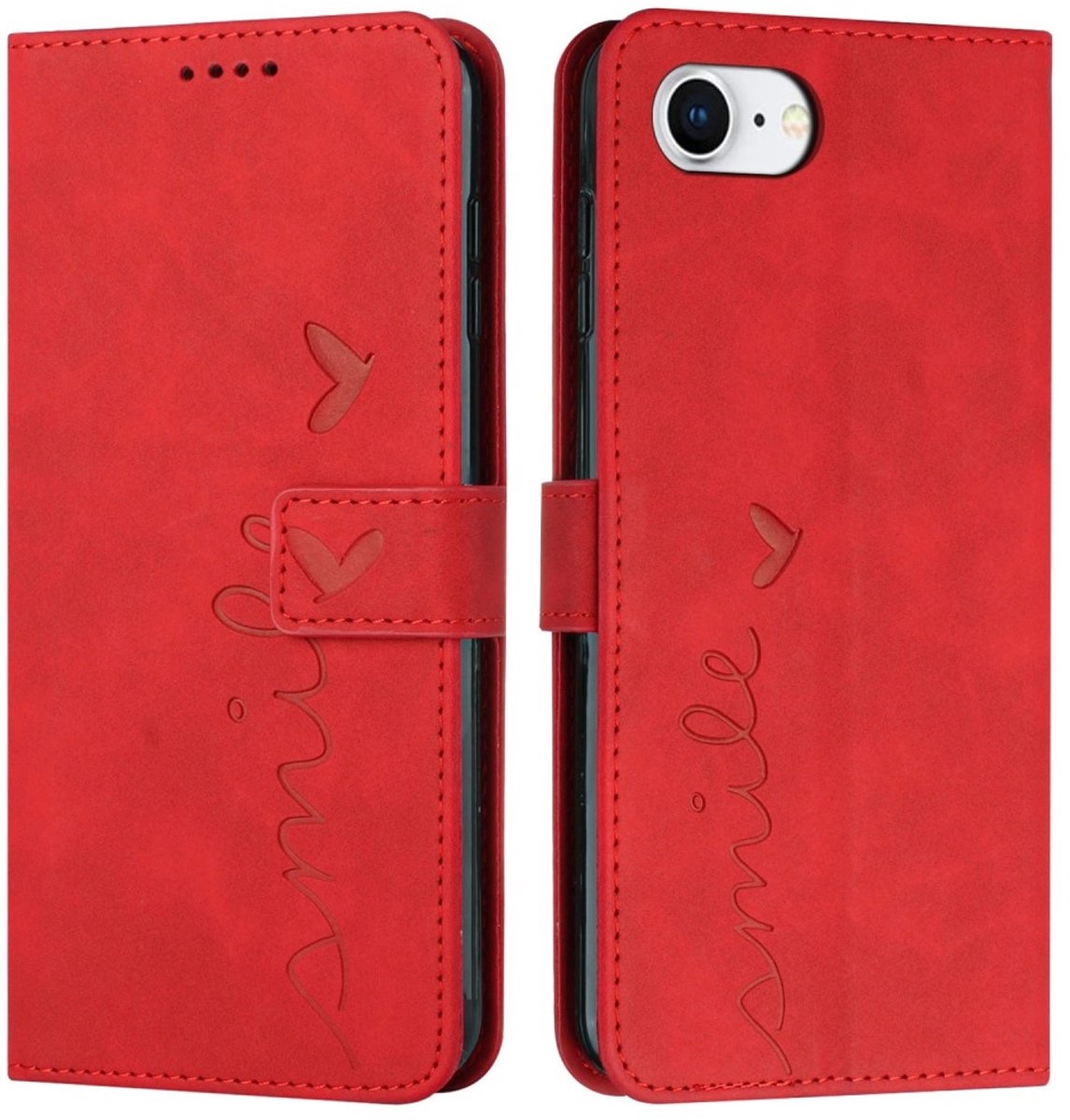 Coverup Hoesje - Geschikt voor iPhone 16e / 17e Hoesje - Coverup Smile Book Case - Rood