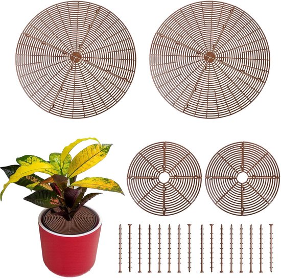 Lot De 4 Grilles De Protection Pour Pots De Fleurs - Diamètre 40 Cm, Réglables - Empêche Les Chats/animals De Gratter La Terre