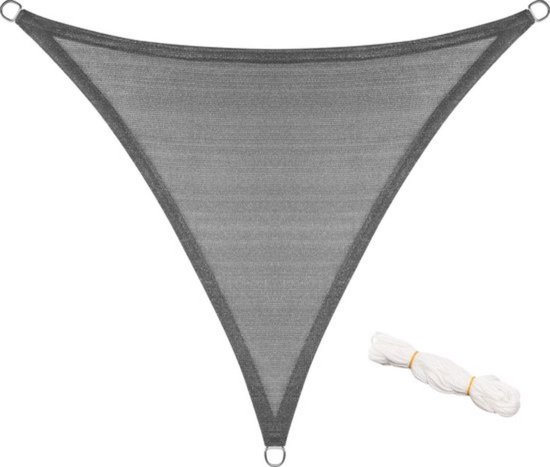Toile d'ombrage triangulaire - Filtrant UV et respirant - Perméable au vent - PEHD - Solide et durable - Gris foncé - 2,5 x 2,5 x 3,5 m