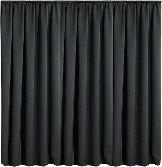 Antracietgrijs gordijn met plooiband, 245 x 300 cm.