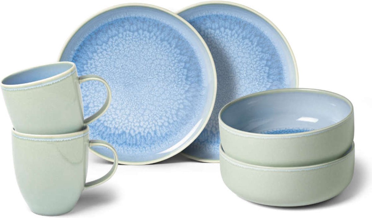 Villeroy & Boch Serviesset Crafted Blueberry turquoise 6-Delig